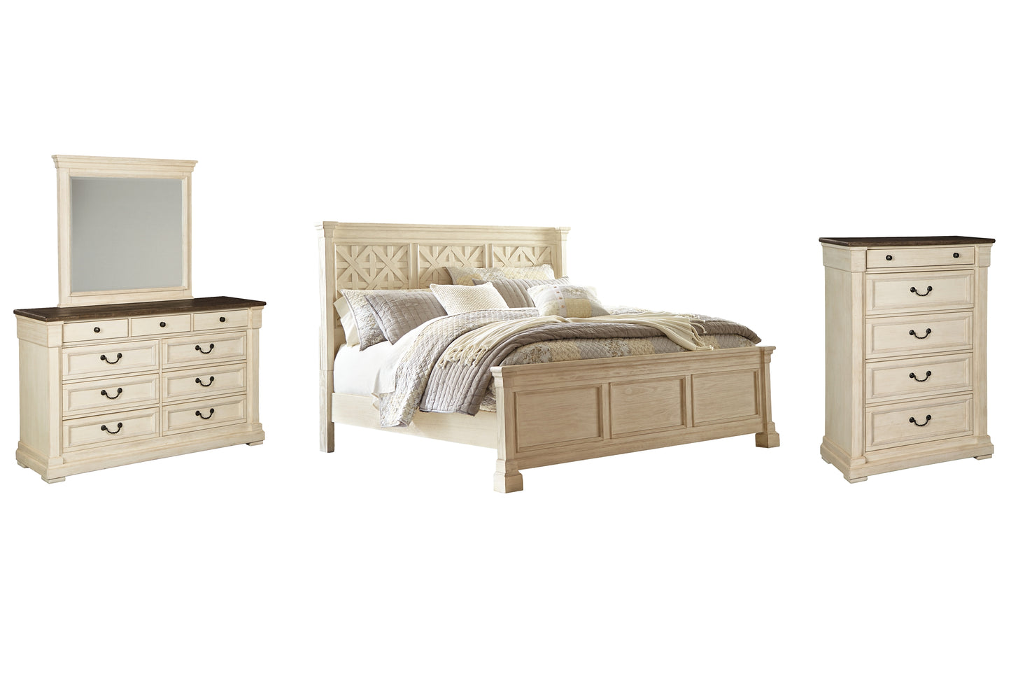 Bolanburg Queen Panel Bed with Mirrored Dresser and Chest JB's Furniture  Home Furniture, Home Decor, Furniture Store