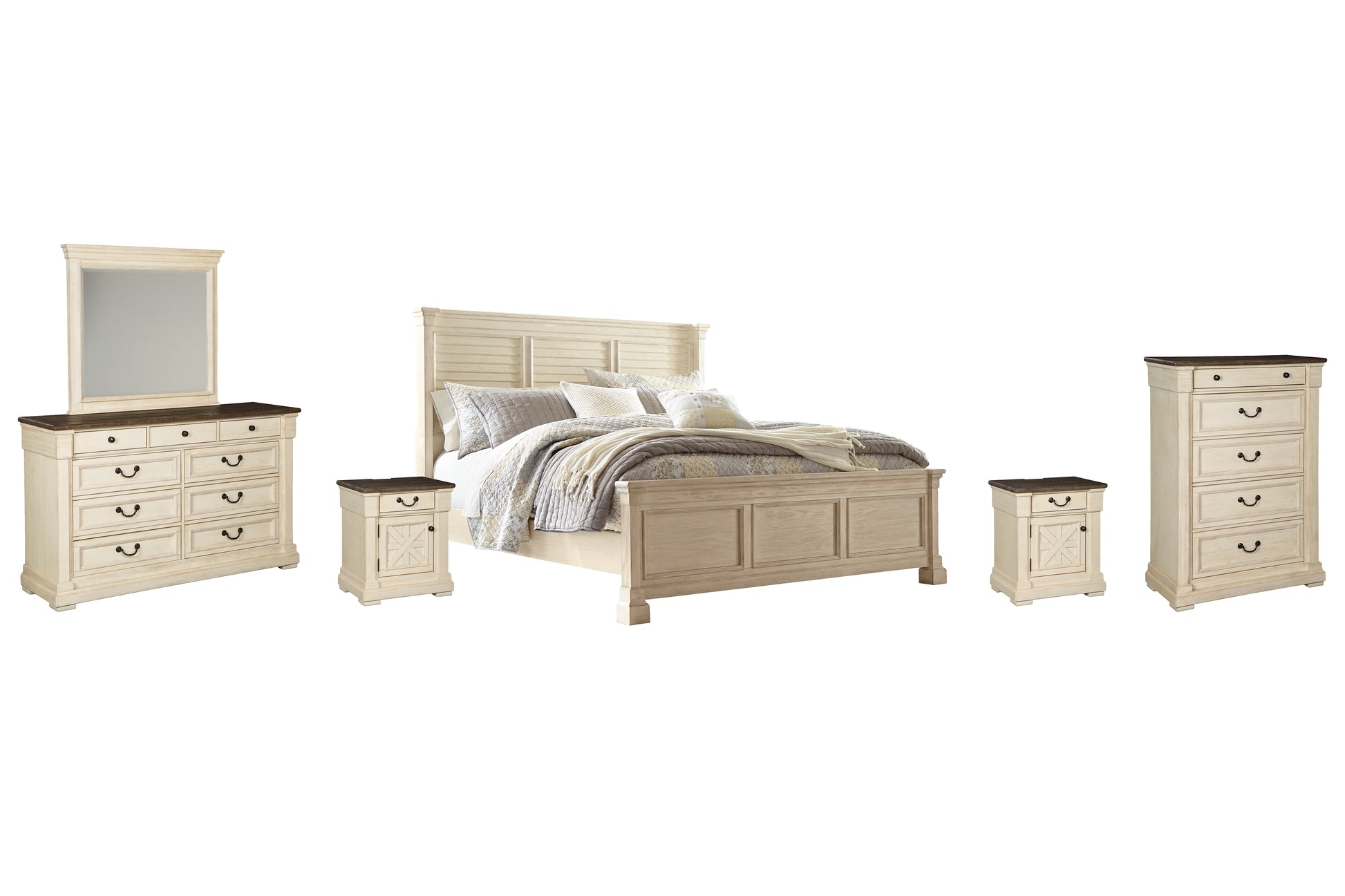 Bolanburg California King Panel Bed with Mirrored Dresser, Chest and 2 Nightstands JB's Furniture  Home Furniture, Home Decor, Furniture Store