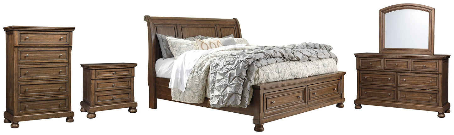 Flynnter Queen Sleigh Bed with 2 Storage Drawers with Mirrored Dresser, Chest and Nightstand JB's Furniture  Home Furniture, Home Decor, Furniture Store