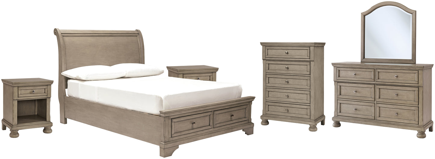 Lettner Full Sleigh Bed with Mirrored Dresser, Chest and 2 Nightstands JB's Furniture  Home Furniture, Home Decor, Furniture Store