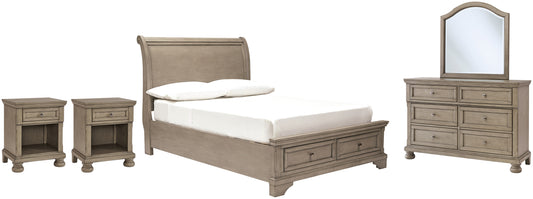 Lettner Full Sleigh Bed with Mirrored Dresser and 2 Nightstands JB's Furniture  Home Furniture, Home Decor, Furniture Store