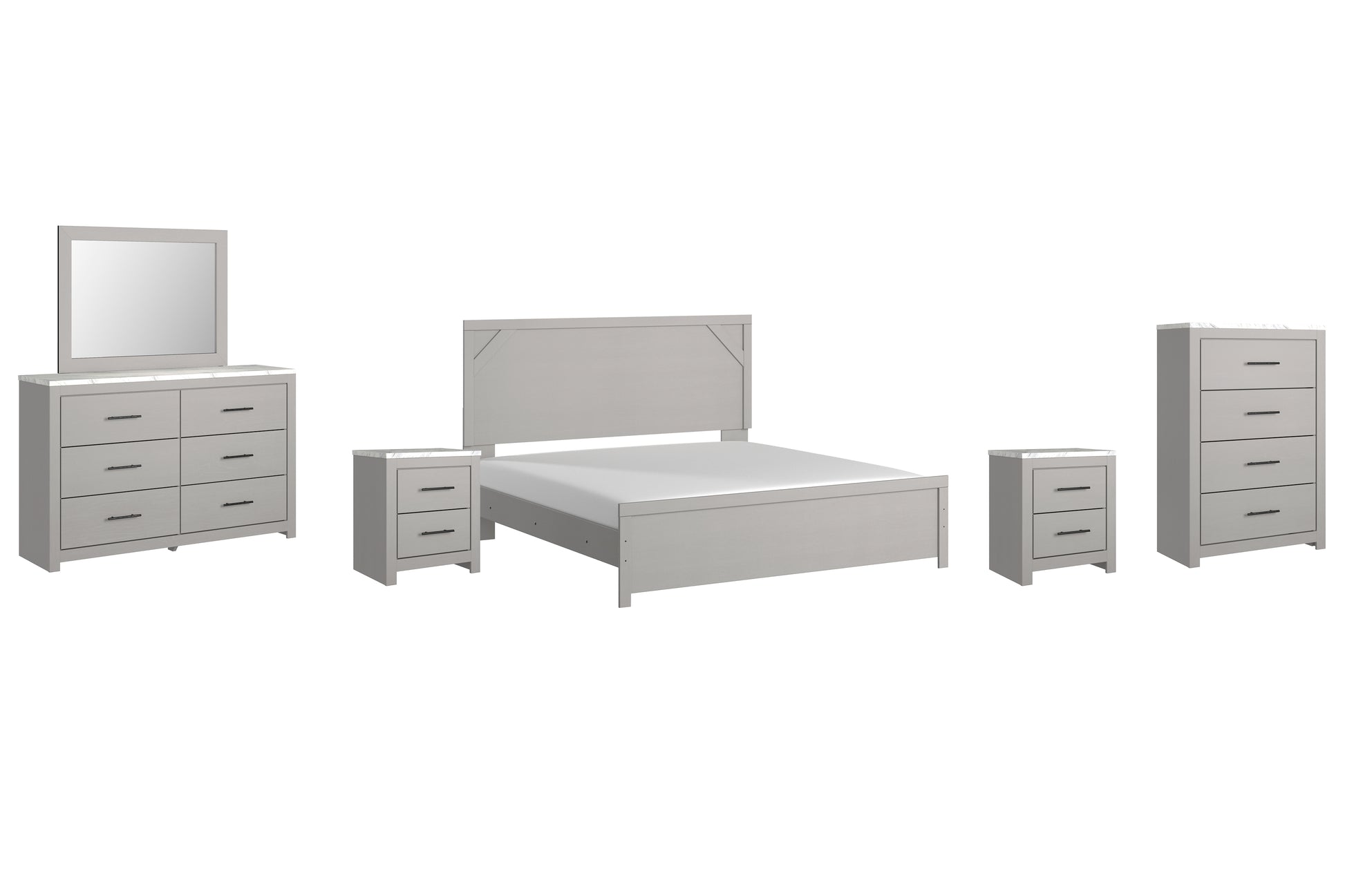 Cottonburg King Panel Bed with Mirrored Dresser, Chest and 2 Nightstands JB's Furniture  Home Furniture, Home Decor, Furniture Store