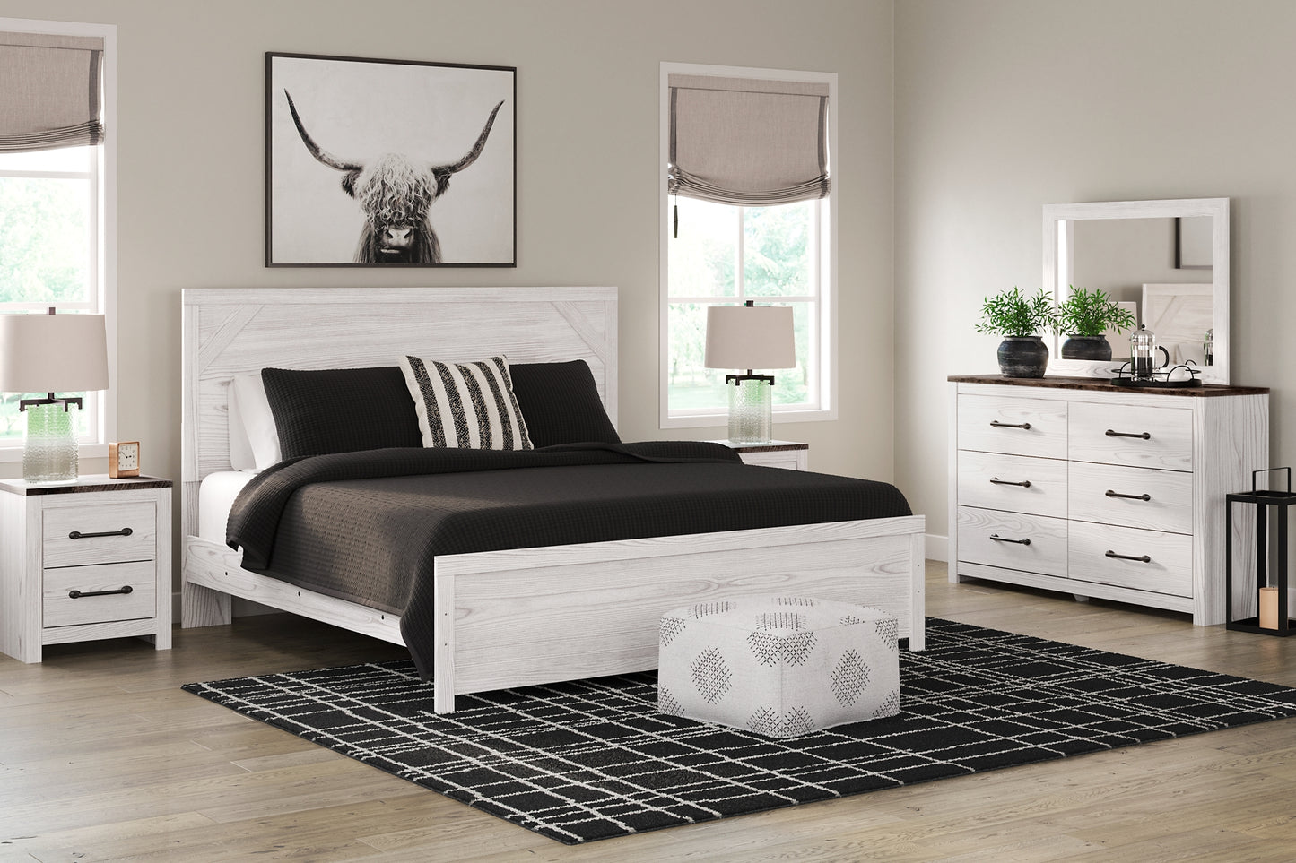 Gerridan King Panel Bed with Mirrored Dresser and Nightstand JB's Furniture  Home Furniture, Home Decor, Furniture Store