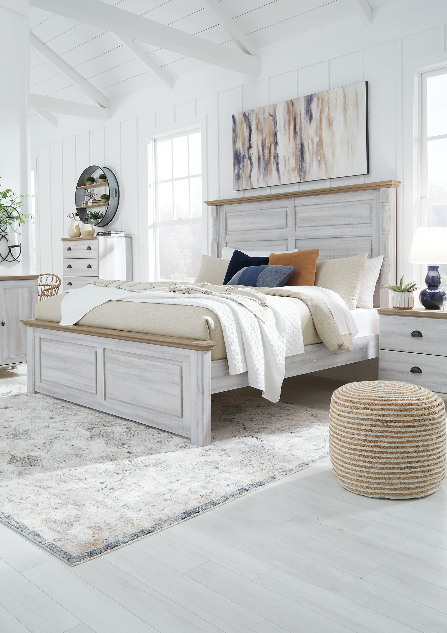 Haven Bay King Panel Bed with Mirrored Dresser, Chest and Nightstand JB's Furniture  Home Furniture, Home Decor, Furniture Store