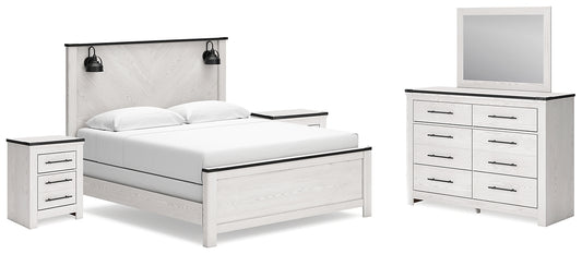 Schoenberg King Panel Bed with Mirrored Dresser and 2 Nightstands JB's Furniture  Home Furniture, Home Decor, Furniture Store