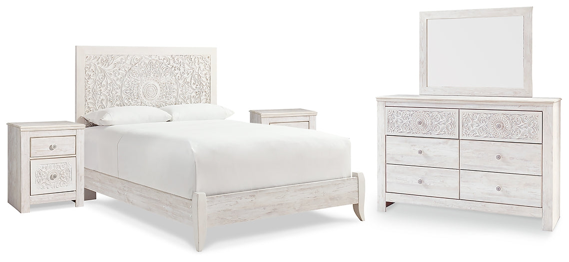 Paxberry Queen Panel Bed with Mirrored Dresser and 2 Nightstands JB's Furniture  Home Furniture, Home Decor, Furniture Store