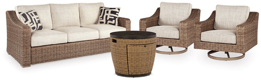Malayah Outdoor Sofa and 2 Lounge Chairs with Fire Pit Table JB's Furniture  Home Furniture, Home Decor, Furniture Store