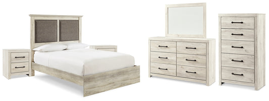 Cambeck King Upholstered Panel Bed with Mirrored Dresser, Chest and 2 Nightstands JB's Furniture  Home Furniture, Home Decor, Furniture Store