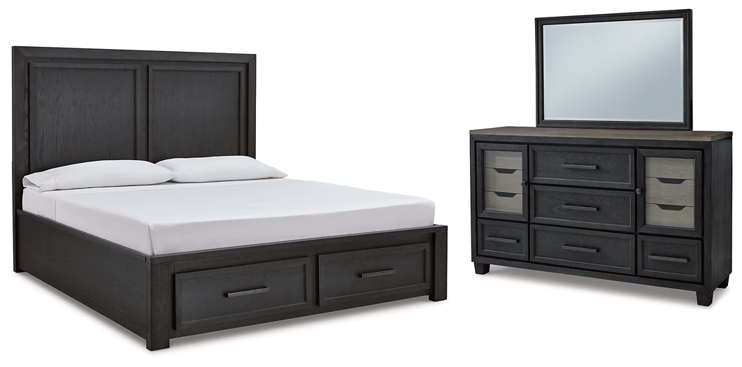 Foyland Queen Panel Storage Bed with Mirrored Dresser JB's Furniture Furniture, Bedroom, Accessories