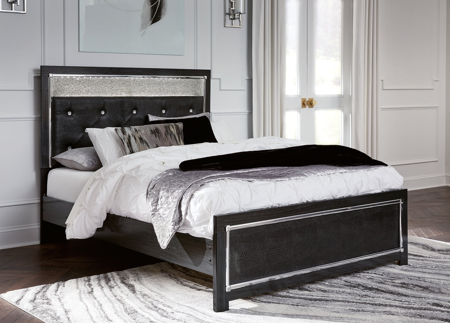 Kaydell Queen Upholstered Panel Bed with Mirrored Dresser, Chest and Nightstand JB's Furniture  Home Furniture, Home Decor, Furniture Store