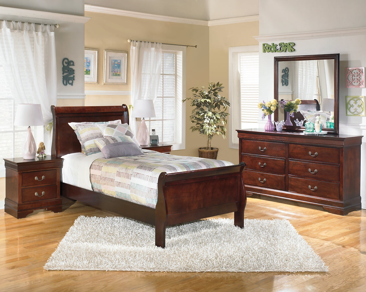 Alisdair Twin Sleigh Bed with Mirrored Dresser and 2 Nightstands JB's Furniture  Home Furniture, Home Decor, Furniture Store