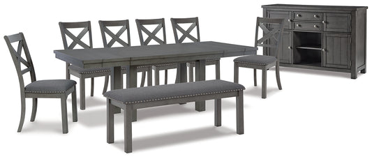 Myshanna Dining Table and 6 Chairs and Bench with Storage JB's Furniture  Home Furniture, Home Decor, Furniture Store