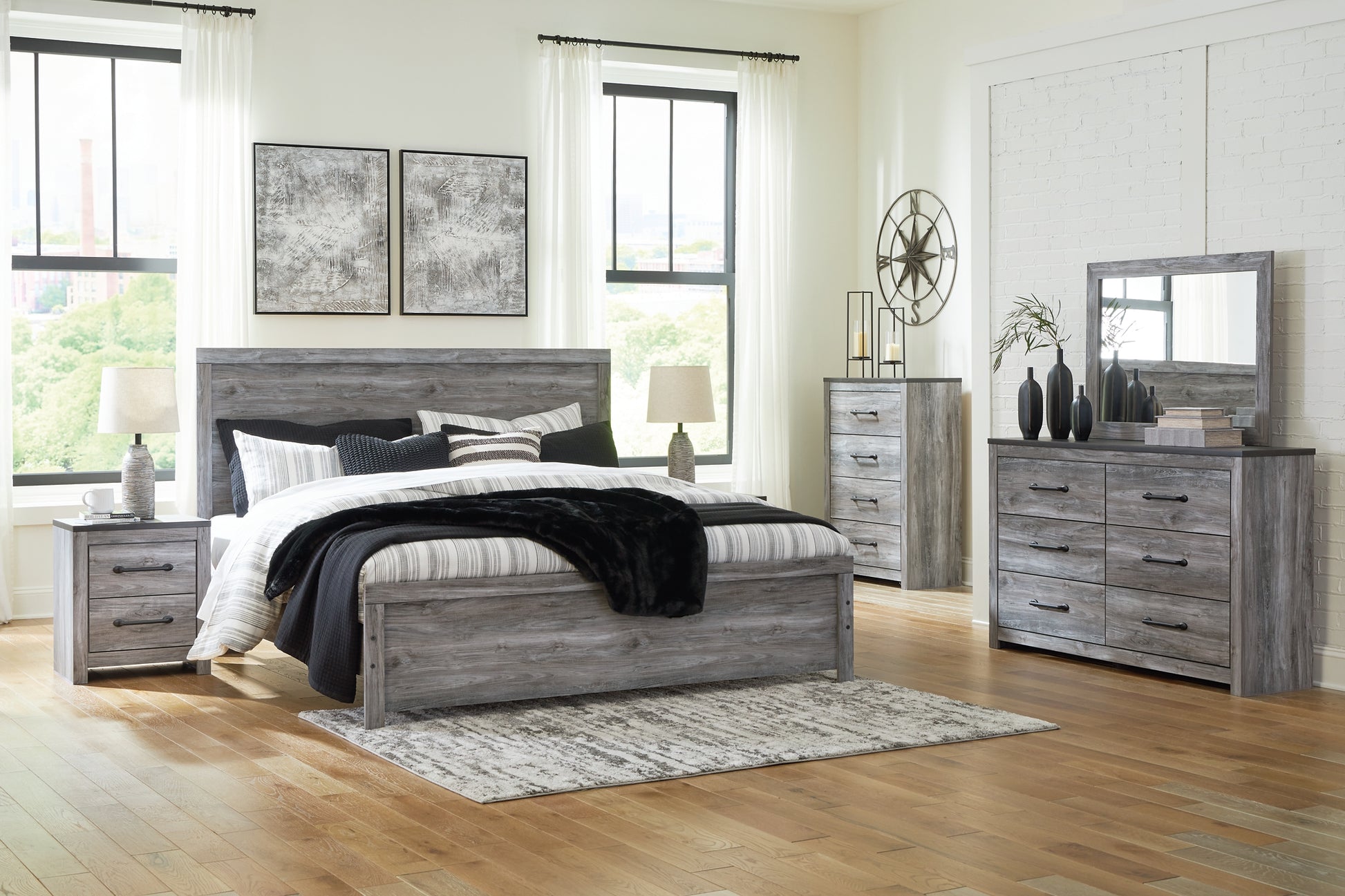 Bronyan King Panel Bed with Mirrored Dresser, Chest and 2 Nightstands JB's Furniture  Home Furniture, Home Decor, Furniture Store