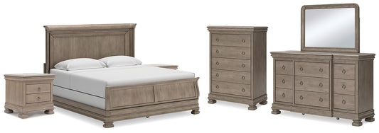 Lexorne California King Sleigh Bed with Mirrored Dresser, Chest and 2 Nightstands JB's Furniture  Home Furniture, Home Decor, Furniture Store