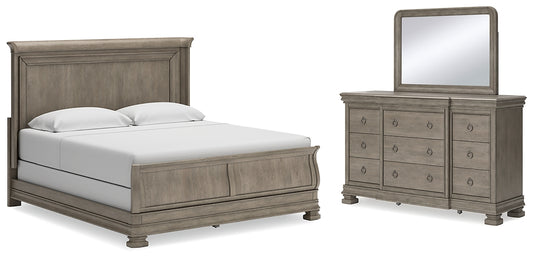 Lexorne California King Sleigh Bed with Mirrored Dresser JB's Furniture  Home Furniture, Home Decor, Furniture Store