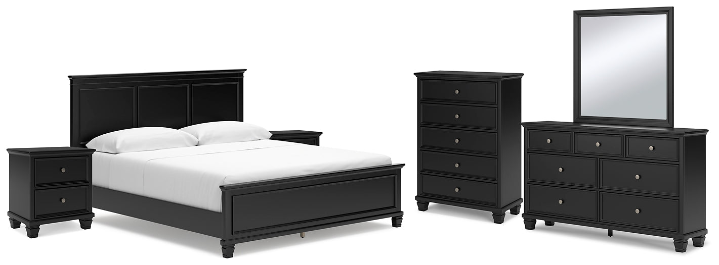 Lanolee California King Panel Bed with Mirrored Dresser, Chest and 2 Nightstands JB's Furniture  Home Furniture, Home Decor, Furniture Store