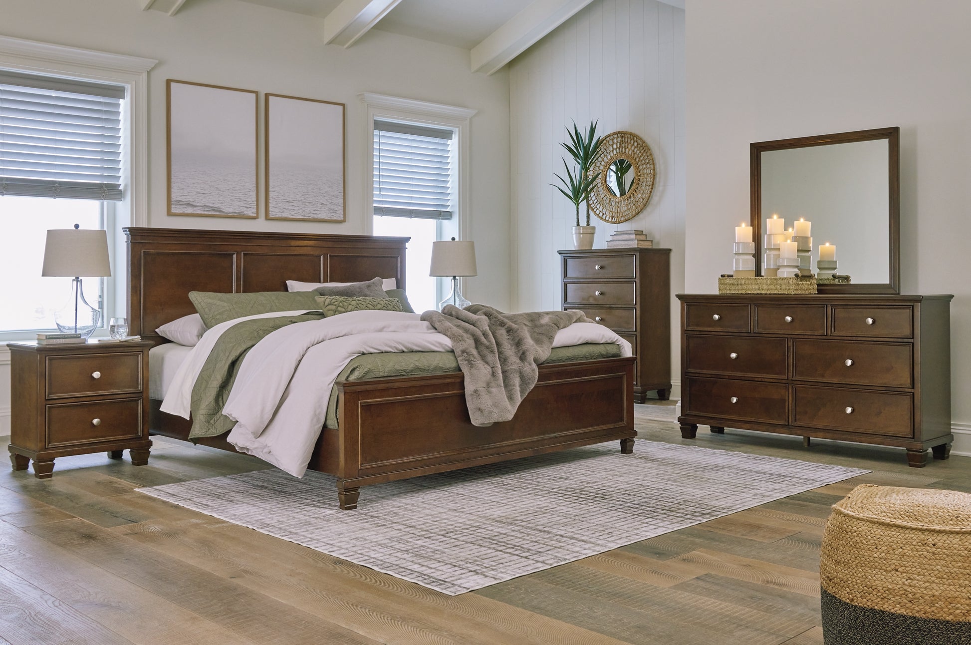 Danabrin California King Panel Bed with Mirrored Dresser and 2 Nightstands JB's Furniture  Home Furniture, Home Decor, Furniture Store