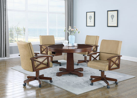 Marietta 5-piece Game Table Set Tobacco and Tan