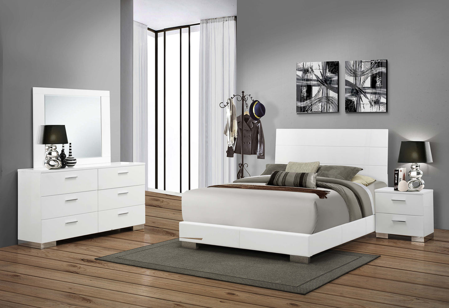 Felicity 4-piece Queen Bedroom Set White High Gloss