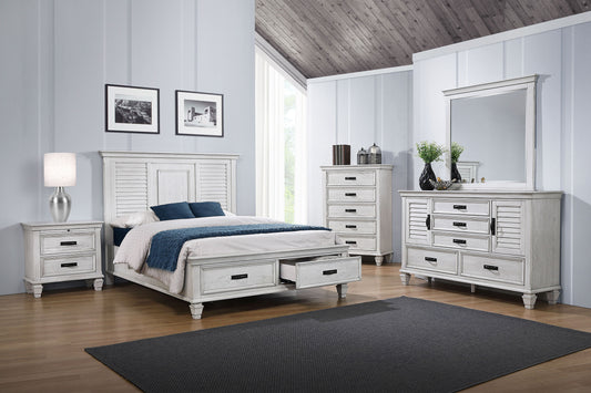 Franco 5-piece California King Bedroom Set Distressed White
