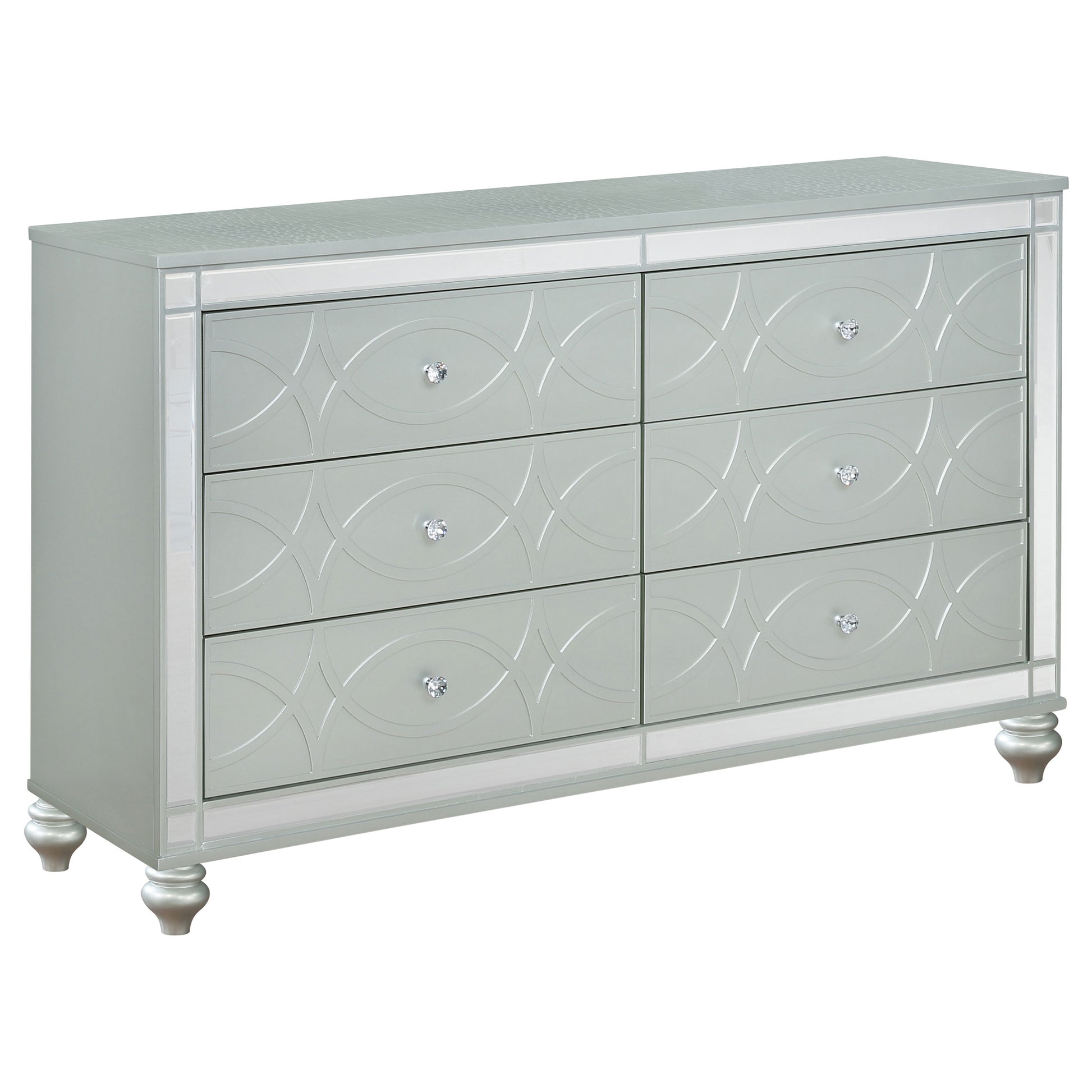 metallic dresser set Coaster Bedroom Gunnison 6-drawer Dresser Silver Metallic 223213 - Furniture Market