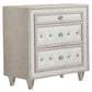 Antonella Upholstered 3-drawer Nightstand Ivory and Camel