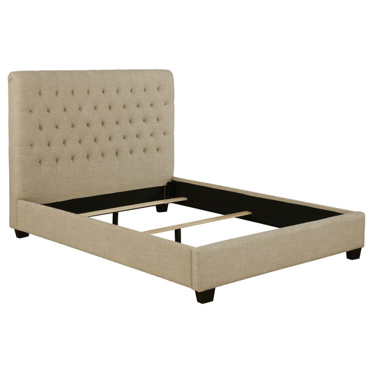 Chloe Upholstered Queen Panel Bed Oatmeal