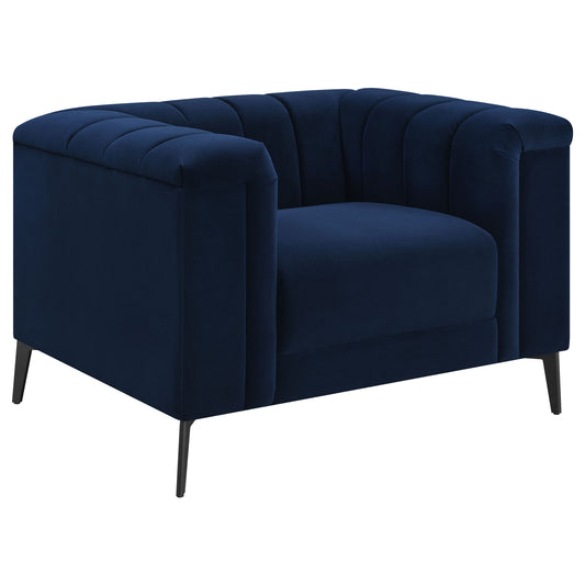 Chalet Upholstered Tuxedo Arm Tufted Chair Blue