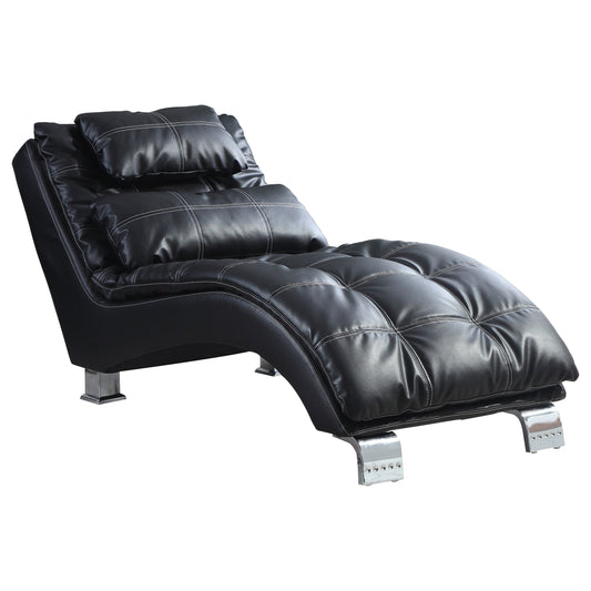 Dilleston Faux Leather Upholstered Tufted Chaise Black