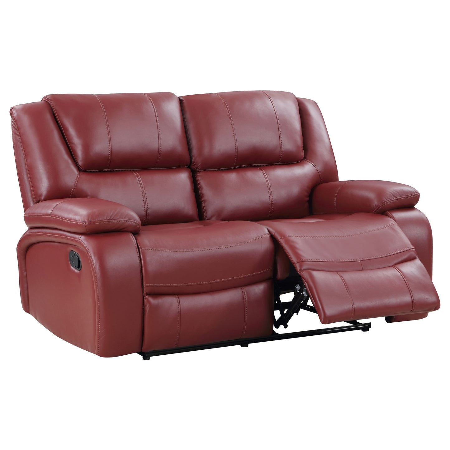 Camila Upholstered Motion Reclining Loveseat Red Faux Leather
