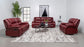 Camila Upholstered Motion Reclining Loveseat Red Faux Leather