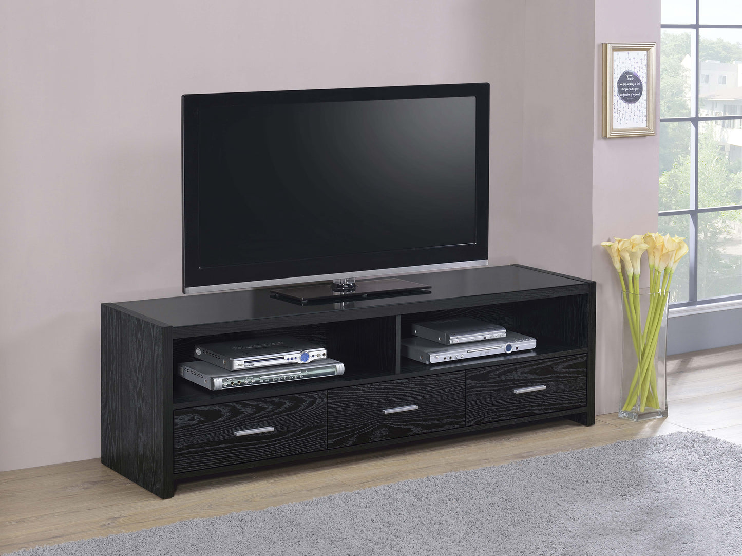 Alton 3-drawer Engineered Wood 61-inch TV Stand Black Oak