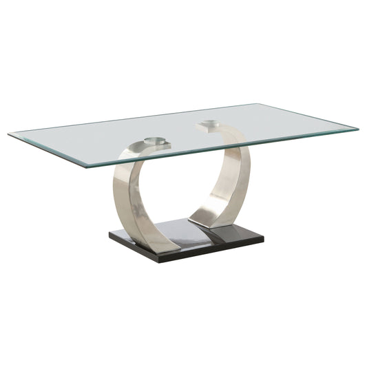 Pruitt Rectangular Glass Top Metal Coffee Table Satin