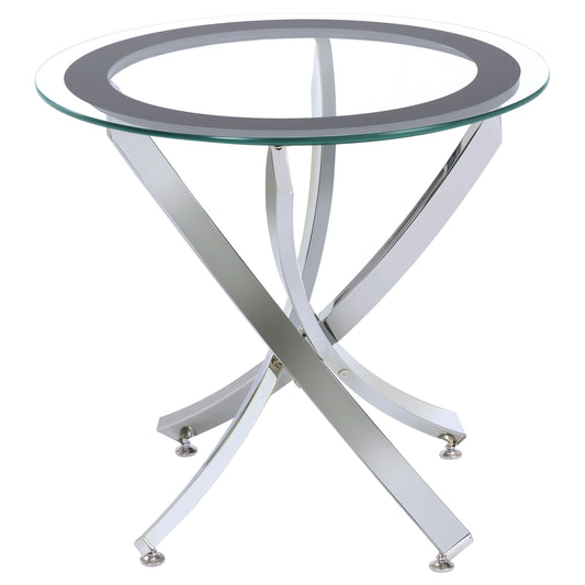 Brooke Round Glass Top Side End Table Metal Base Chrome