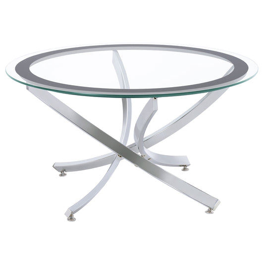 Brooke Round Glass Top Coffee Table Metal Base Chrome