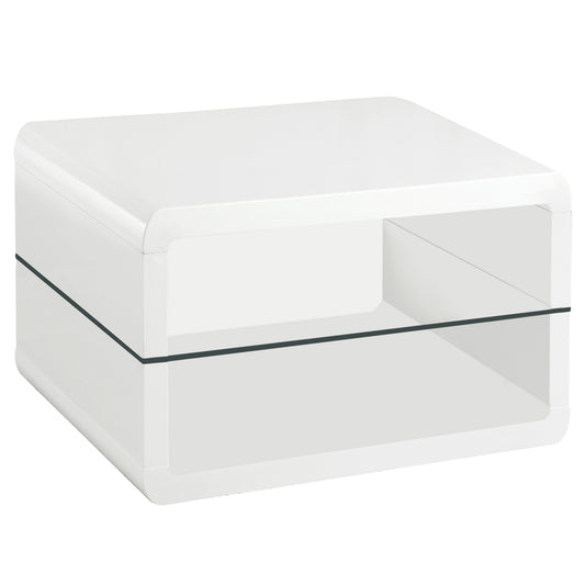 Elana 1-shelf Rectangular Side End Table White High Gloss