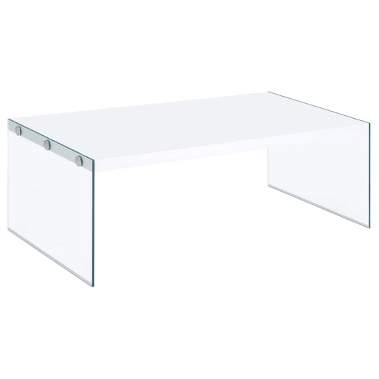 Opal Rectangular Coffee Table With Clear Glass Legs White High Gloss