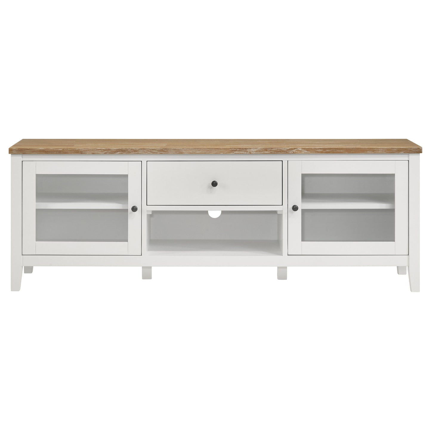 Angela 2-door Wooden 67" TV Stand Brown and White