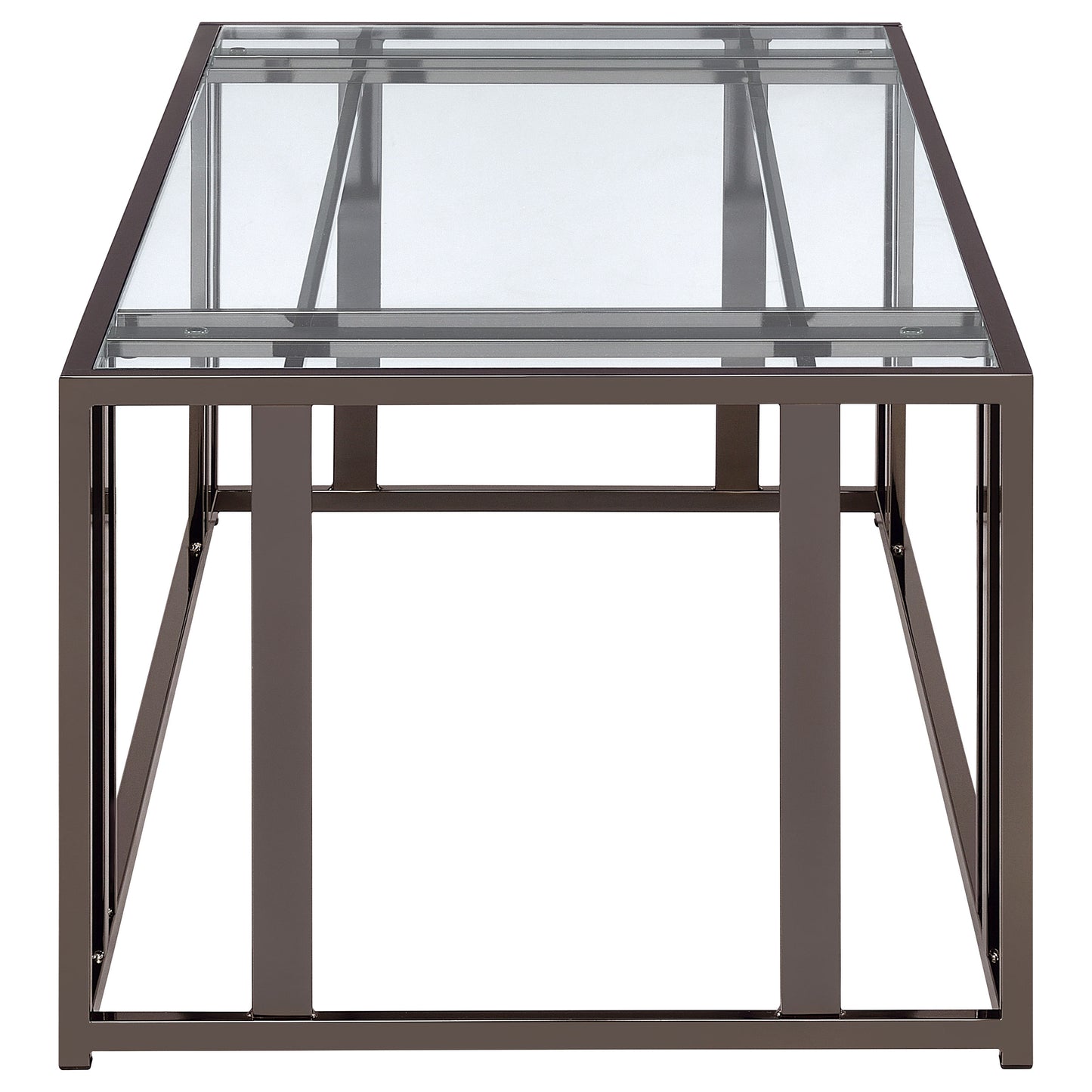 Adri Rectangular Glass Top Coffee Table Clear and Black Nickel