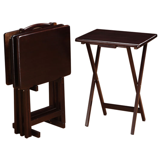 Donna 4-piece TV Tray Table Set with Stand Cappuccino