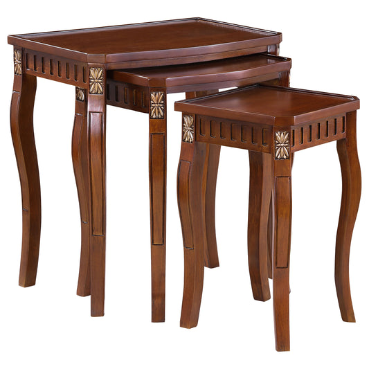 Daphne 3-piece Rectangular Wood Nesting Table Set Warm Brown