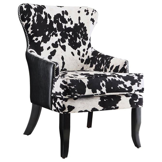 Trea Cowhide Print Upholstered Accent Chair Black and White