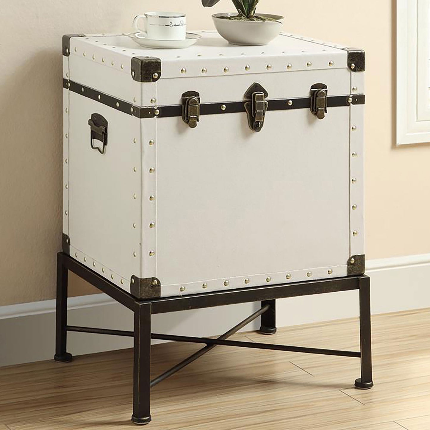 Nancy Accent Cabinet with Nailhead Trim White