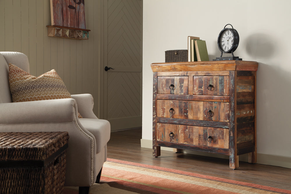 Harper 4-drawer Accent Cabinet Reclaimed Wood