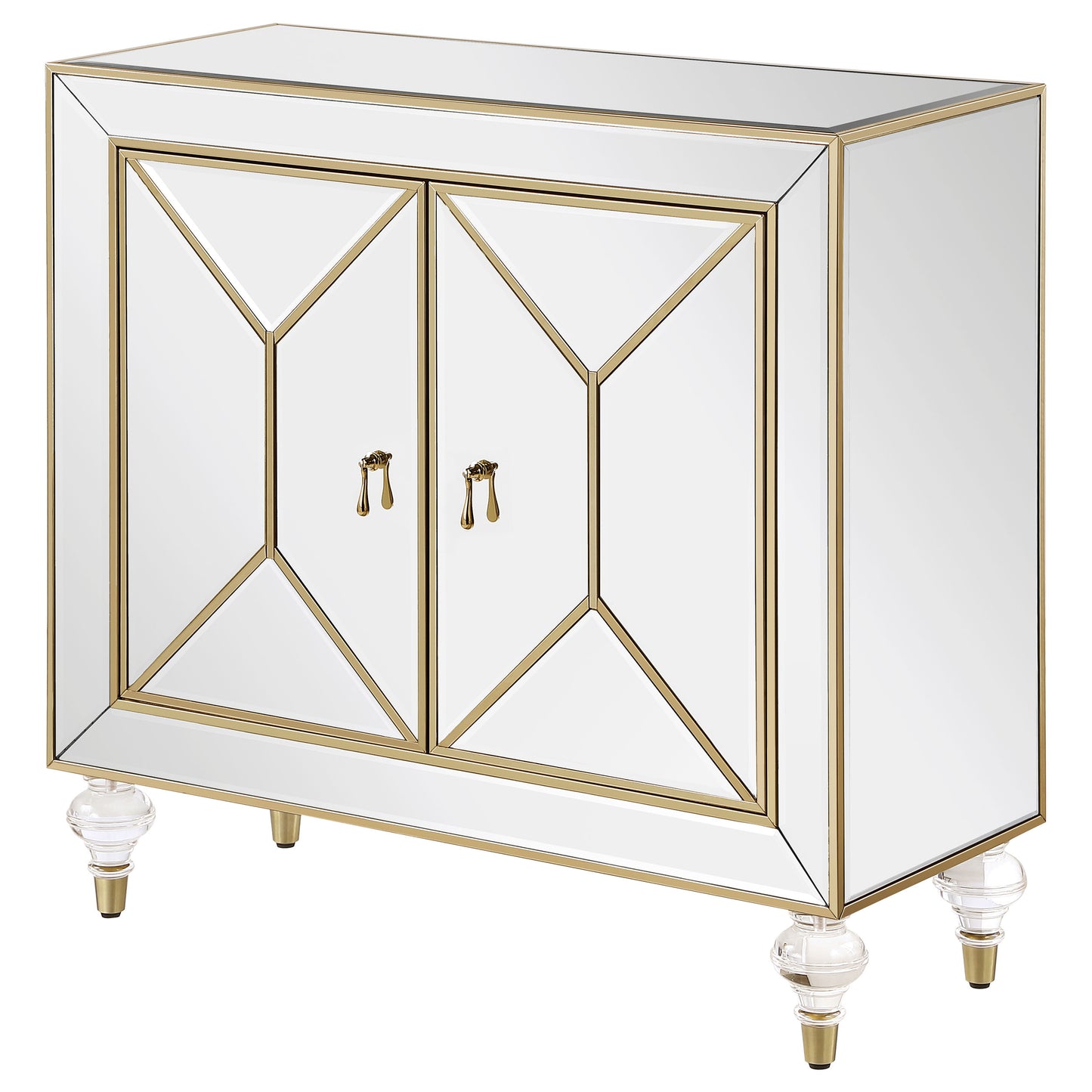 Lupin 2-door Accent Cabinet Mirror and Champagne